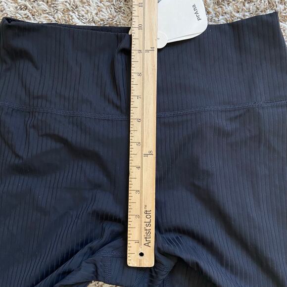 Prana Luxara Rib Flare Crop Legging Women's M Black High Rise Ribbed Texture - Picture 10 of 13